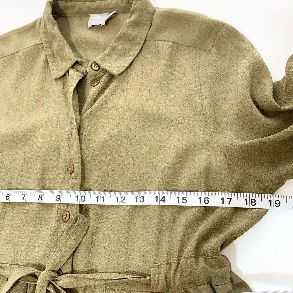 ASOS Womens Dress Olive Green Short Sleeve Tie Waist Button Front Size 8 - Picture 11 of 12